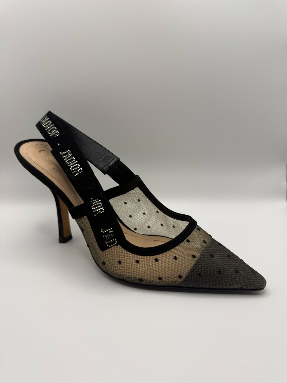 Dior Black Mesh J'Adior Slingback Heels